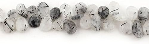 13 inch natural beads strand of 12x10-18x10mm faceted drop rutile quartz gemstone briolletes beads for DIY jewelry - necklace, bracelet, earring, ring.