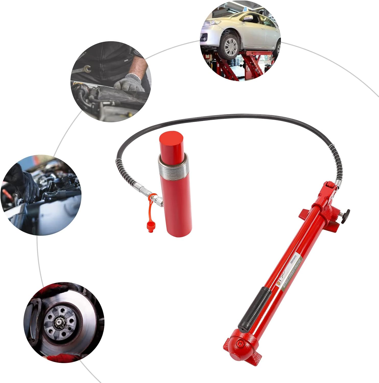 20Ton Porta Power Hydraulic Jack Ram, Auto Body Frame Repair Kit 18 Accessories Loadhandler Equipment with Storage Case Equipped with a 5ft/1.5m Oil Repair (20T)