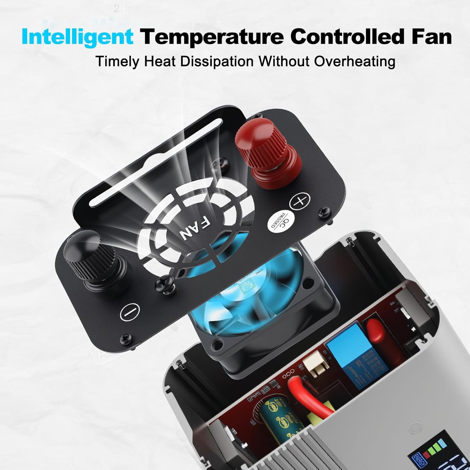 1000W Pure Sine Wave Power Inverter DC 12V / 24V to AC 110V(2 Outlets), 2000 Watt Peak Power, Car Charger Plug Inverter Adapter Converter with Type-C & USB Charging Ports LCD Smart Screen