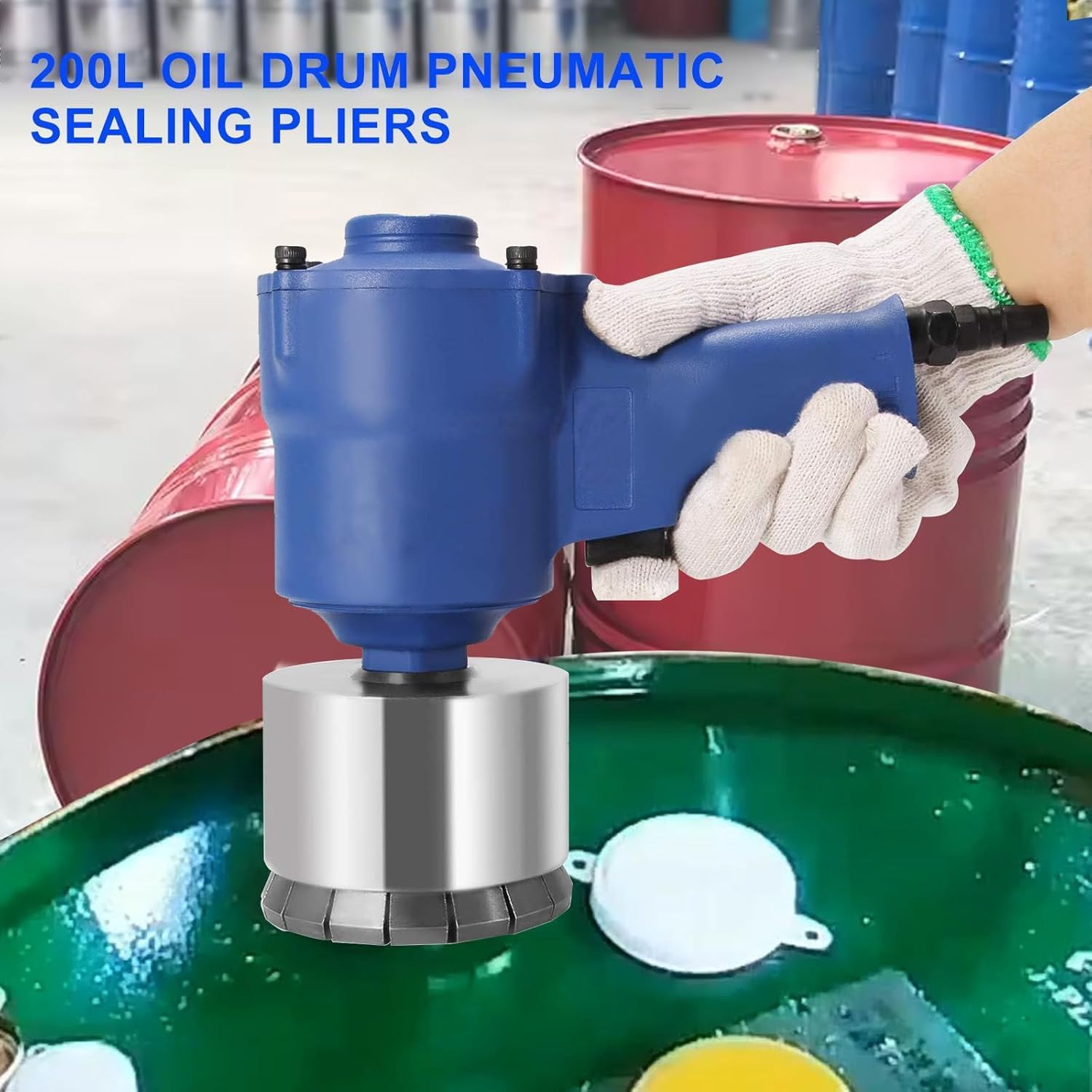 200L Pneumatic Oil Barrel Crimper, 35/70mm Manual Oil Barrel Sealing Machine, Oil Drum Pressure Cap Sealing Barrel Crimping Tool, Maximum Pulling Force 1300Lbs, for Barrels, Paints(35mm+70mm)