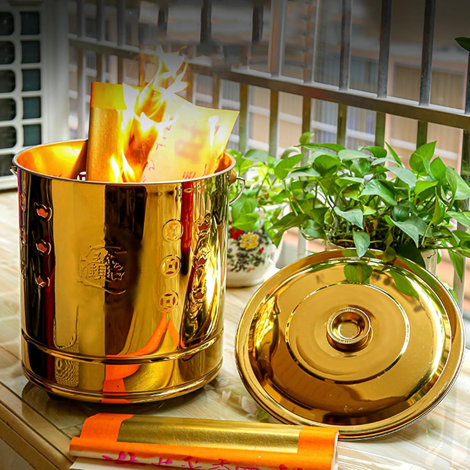 Burn Barrels for Outside, Fire Pit with Stainless Steel Liner, Hook & Combustion Rack, Fire Barrel for Leaves, Trash