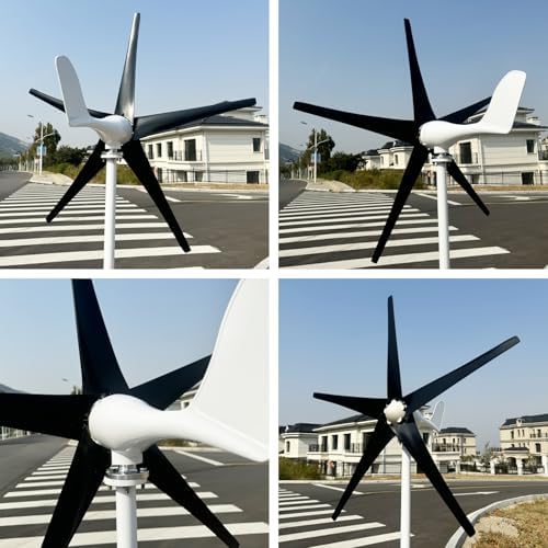 800W-1200W Wind Turbine Generator Kit - 12V/24V/48V, MPPT Controller, 5 Durable Black Blades, Aluminum Alloy Shell for Home, Boats, Roofs, Parks, Farms, 1000W Power Output