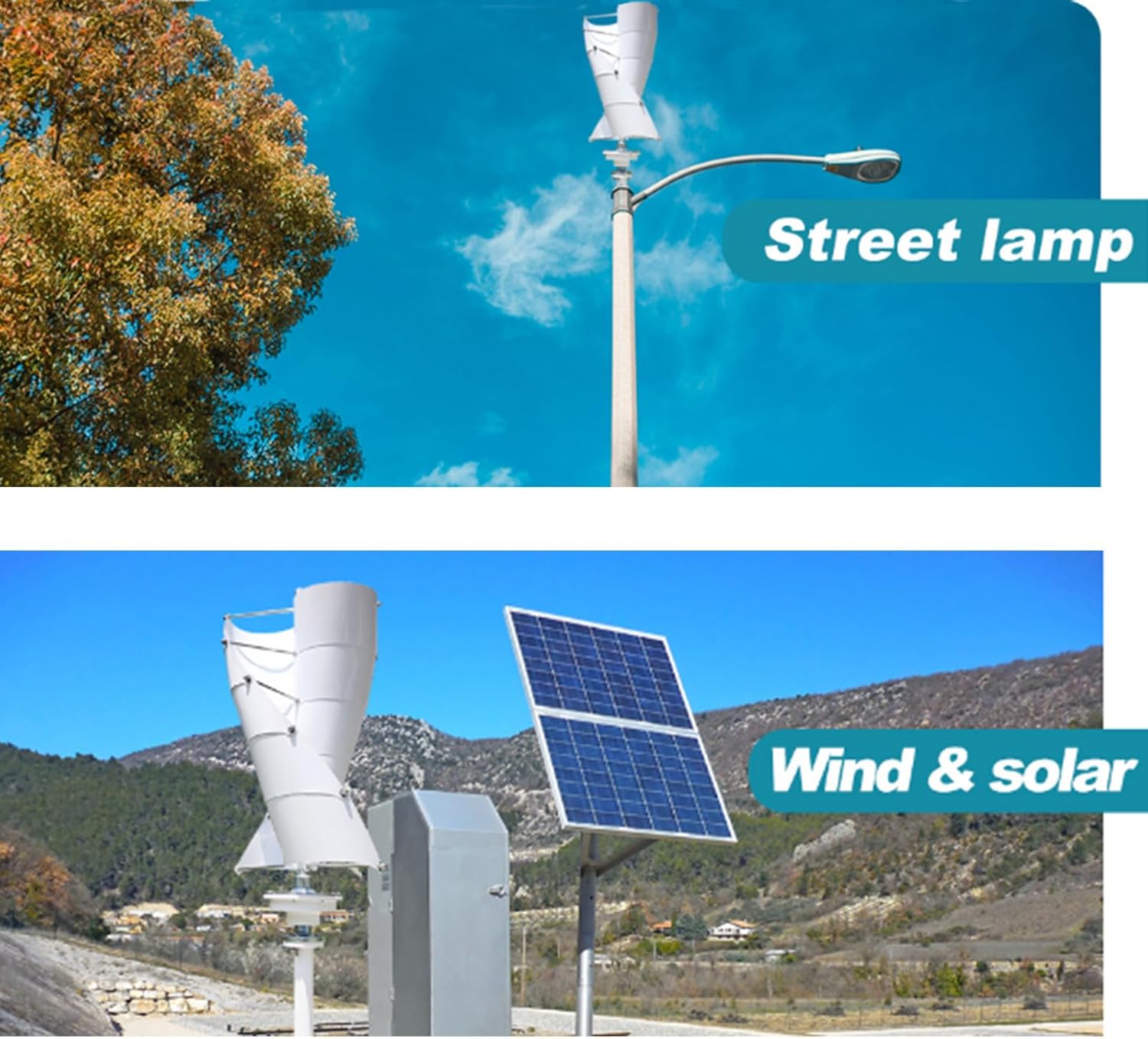 12V 24V 48V Wind Vertical Turbine Generator 3000W, White Spiral Wind Vertical Turbine Generators with Controller for Home Use System (10 Blade)