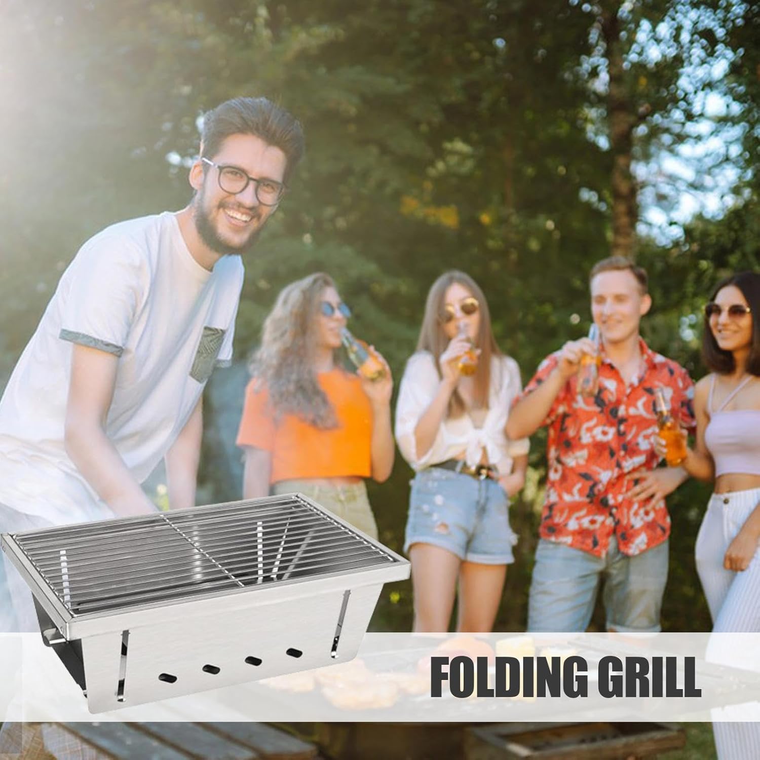 Portable Fire Pit | Heat-Resistant Windproof Outdoor Cookware - Portable Charcoal Grill | for Hiking Garden Balcony Backyard Patio Traveling Picnic Party Bonfires