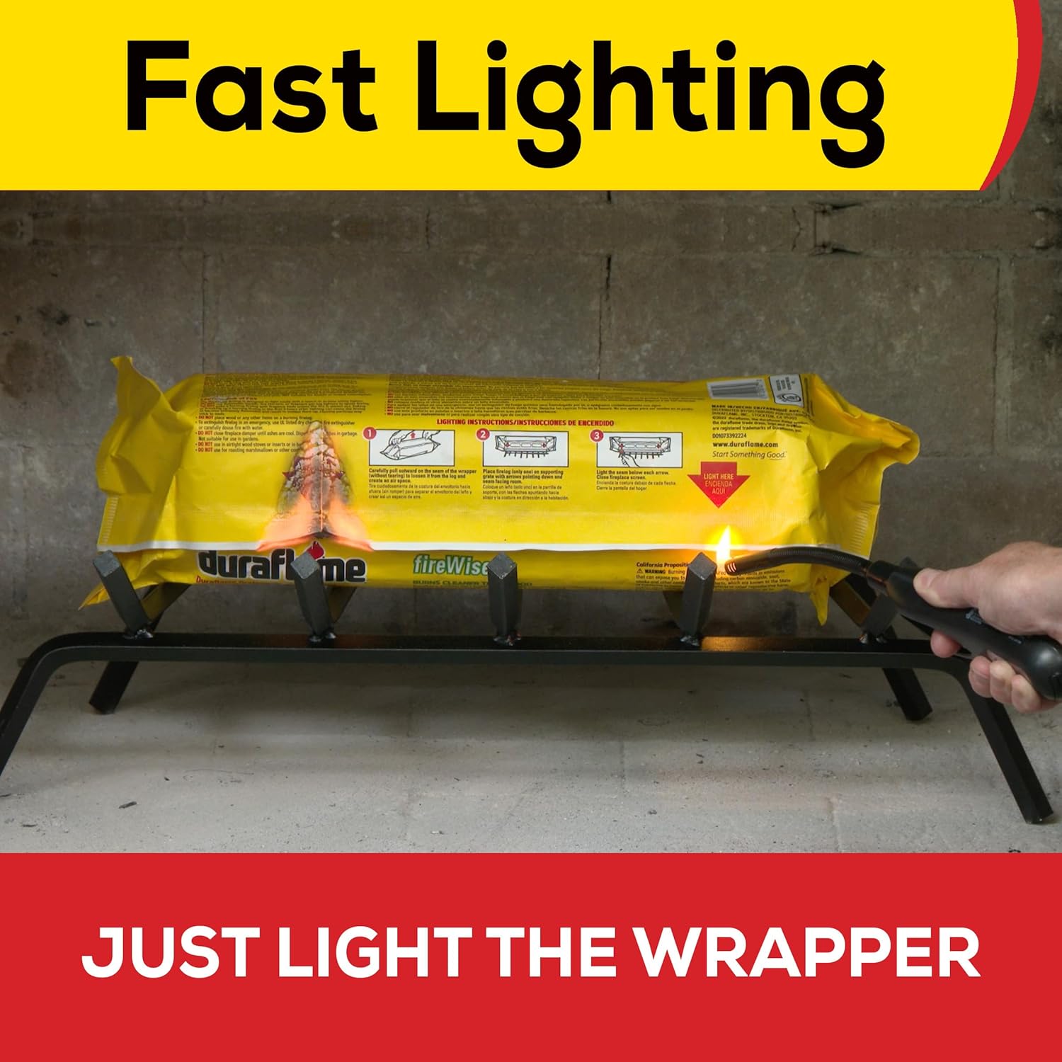 Duraflame Firelogs Bundle – Firelogs with Quickstart & Long Stick Matches – Easy-to-Light, Long-Lasting, Clean-Burning Indoor/Outdoor Logs (6lb 4 Hour)