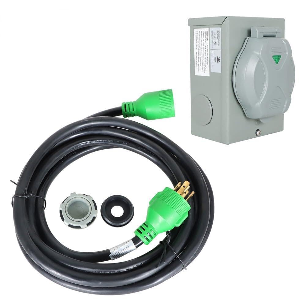 Replacement Parts for 30 Amp Generator Cord 15FT and Power Inlet Box Waterproof Combo Kit NEMA L14-30 Mod-H9S-17536