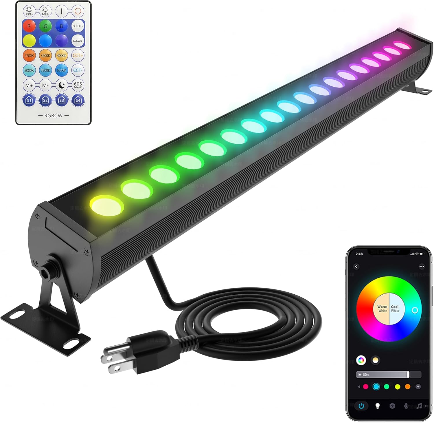 5 * 18W Smart Wall Washer Light, 20 Inch Bluetooth Multi-mountLED Linear Pendant Light Versatility Hanging Fixtures, RGBCW Dimmable Chandelier for Wall Washing, Adjustable Heigh