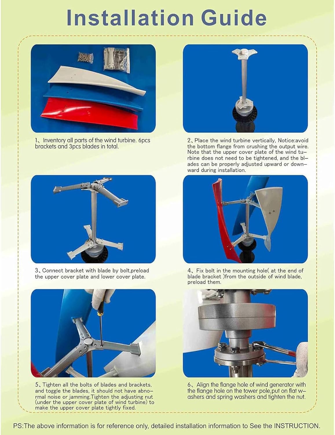 12V 24V 48V Wind Turbine Generator 12000W with Controller, 5 Blades Vertical Wind Generator Lantern Windmill Generator for Home Use,Red 12V