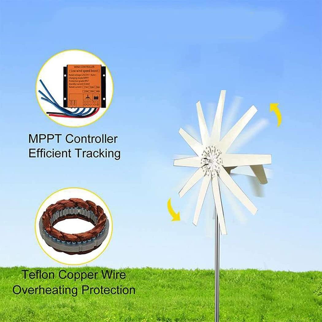 LiuSj JUnSt 10000W Wind Turbine Generator 10 Blades Free Energy Windmill 12V -220V Wind Power with Controller for Home Outdoor Camping Use