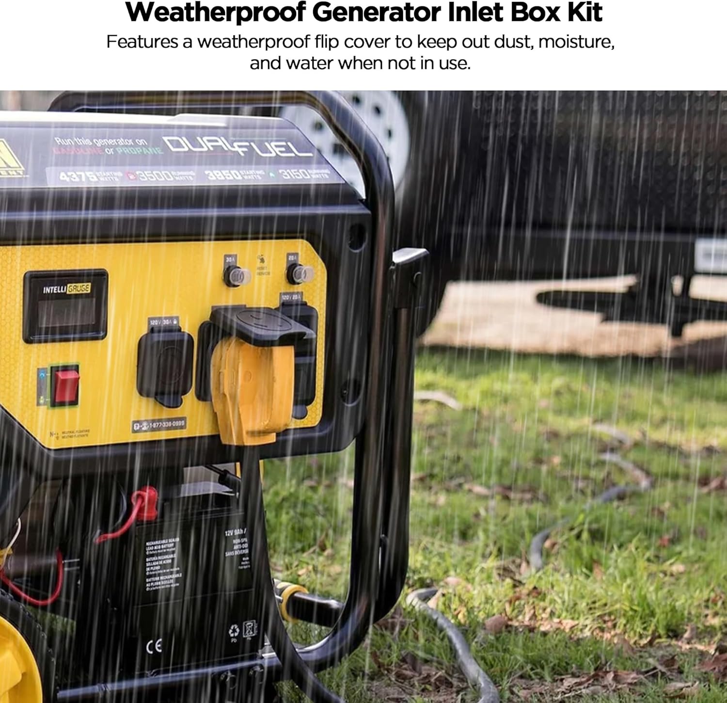 25FT 50 Amp Generator Cord with Twist Lock and Pre-Drilled Power Inlet Box, Heavy Duty NEMA 14-50P to SS2-50R Extension Cord with Inlet Box, 125/250V, 12500W, ETL Listed, for Generator to RV, House