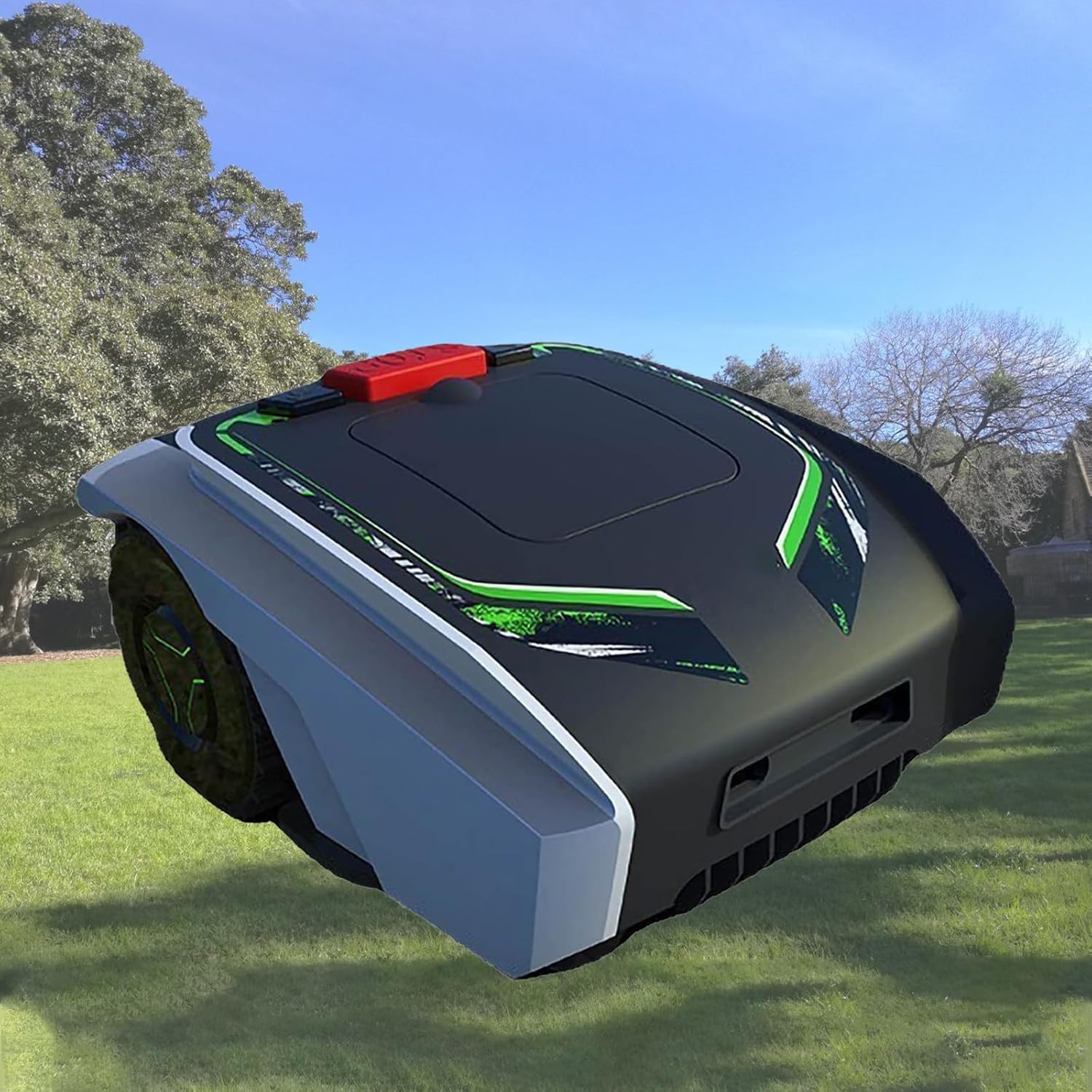 Automatic Robotic Lawn Mower, Remote Lawn Mower, Mows Up to 16,140 Sq.Ft, All-Wheel Drive, Robotic Lawnmower with Path Planning, Boundary Wire, Satellite Navigation,Black