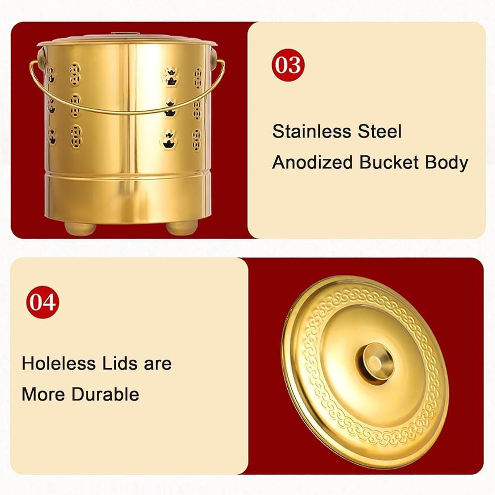 Metal Fire Pits with Lid & Fire Hooks Yard Waste Incinerator - Burn Barrel for Paper Leaf Trash Wood Backyard Bonfire, Outdoor