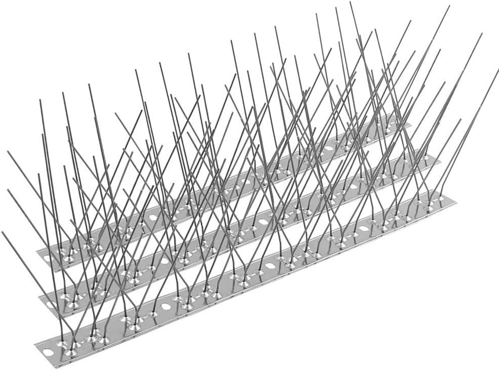 Pigeon Bird Spikes, 66-660cm Stainless Steel Pigeon Spikes, Roof Roof Bird Deterrent Spikes for The Top of The Fence, Seagulls, Bird Deterrent(20pcs- 660cm)