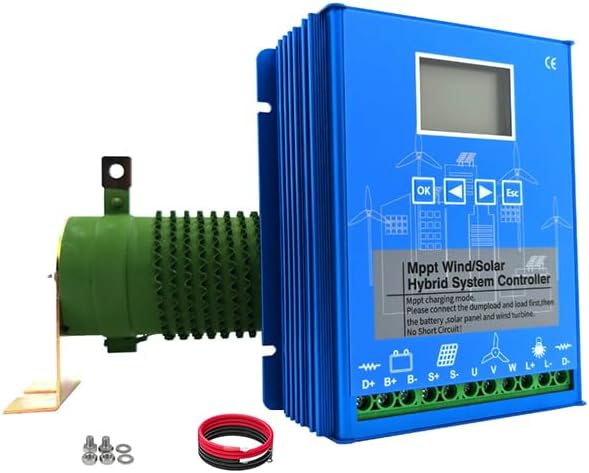 MPPT Wind Solar Hybrid Charge Controller,800W 12V 24V 48V Wind Turbine Generator Solar Panel Auto Charger Regulator Controller with Dump Load,48V