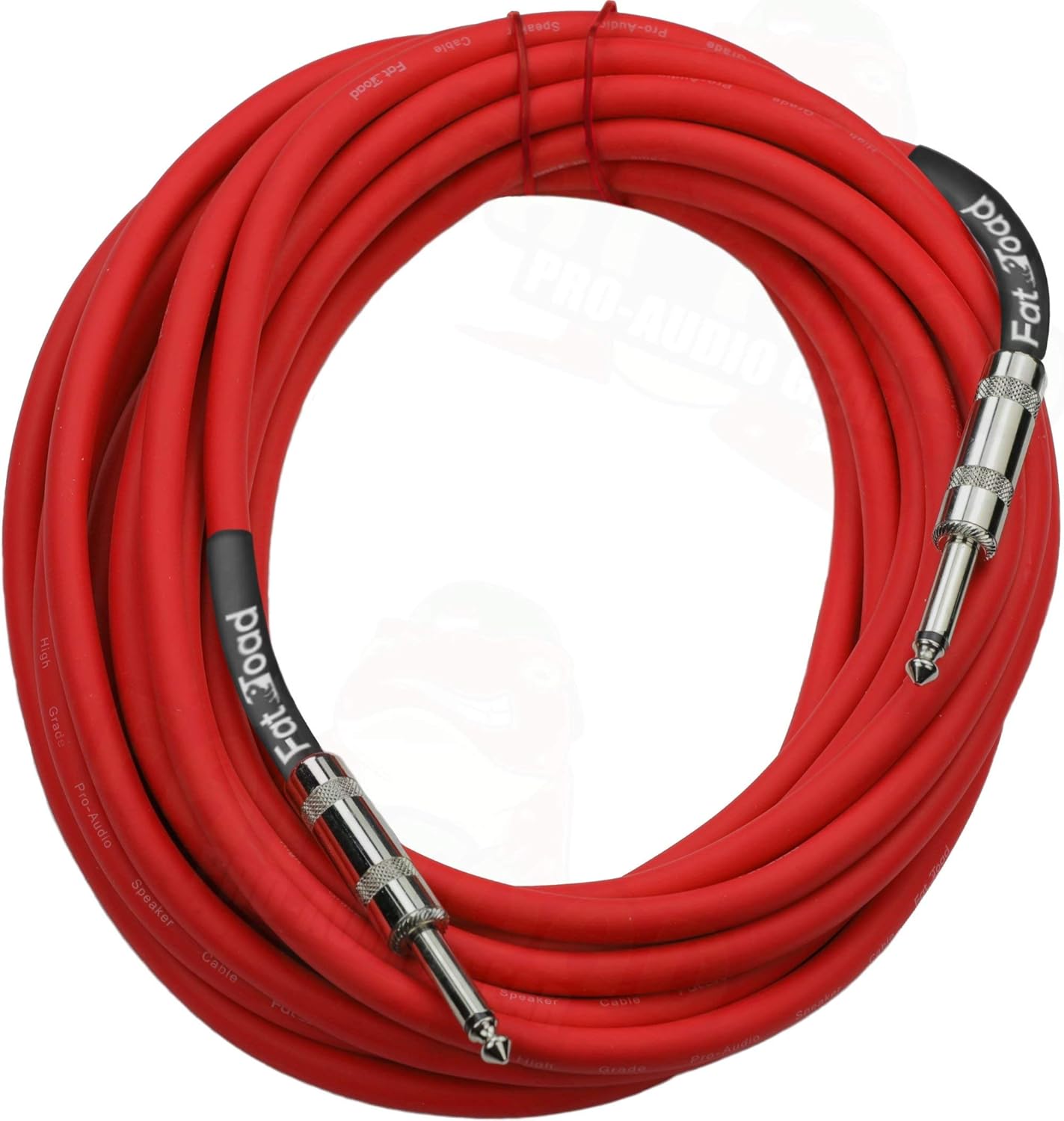 Fat Toad 25ft DJ Speaker Cables (Red-Flexpro Series) 4 Pack – 1/4 Inch TS PA Cords – 12 AWG Audio Wires for Studio Stage System, Amplifier, & Recording Gear Use