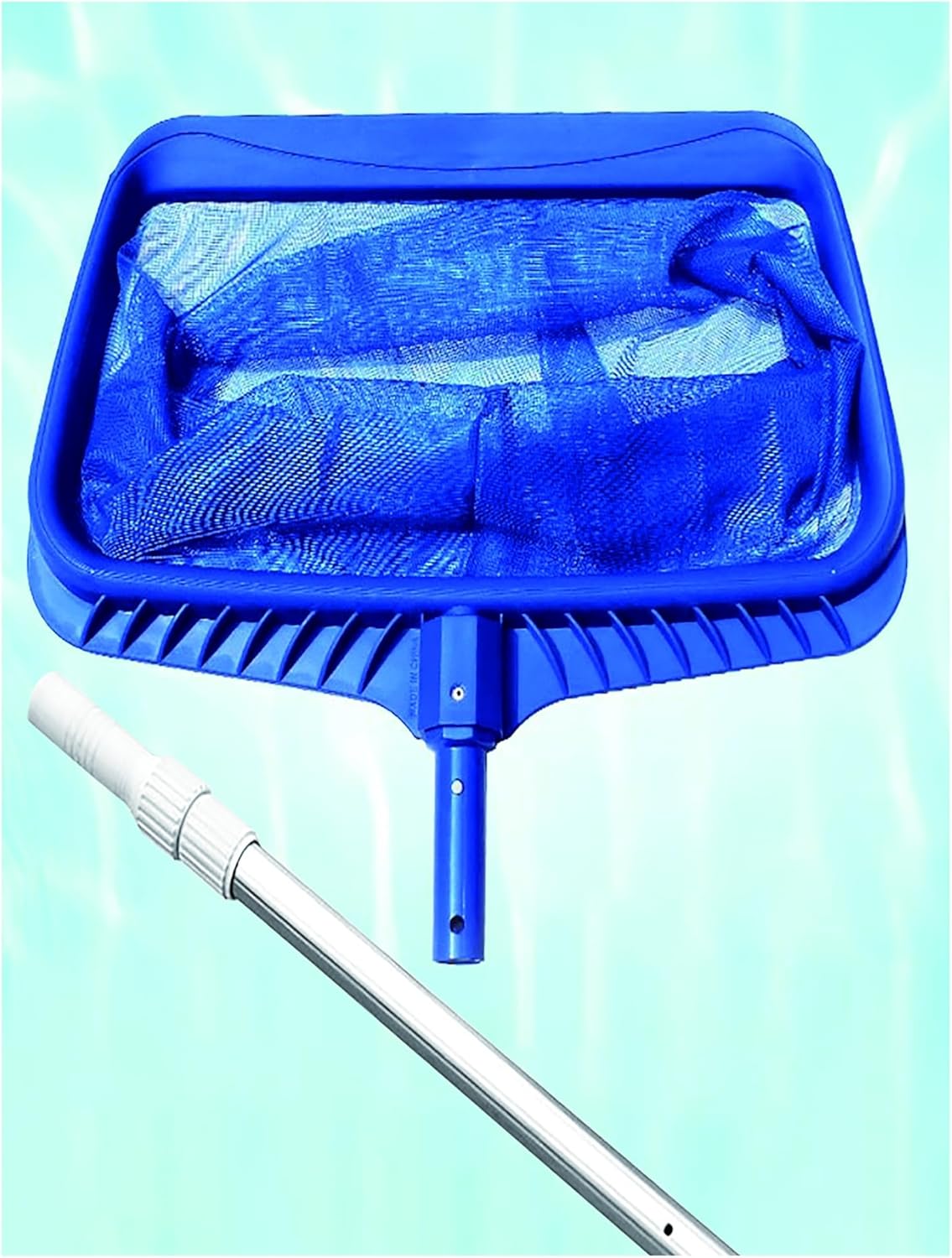Deep-Bag Leaf Rake Pool Skimmer with Ultra Fine Mesh Net | Remove Leaves and Debris for Inground Pool, Above Ground Pool, Fountain and Spas(Blue,300cm)