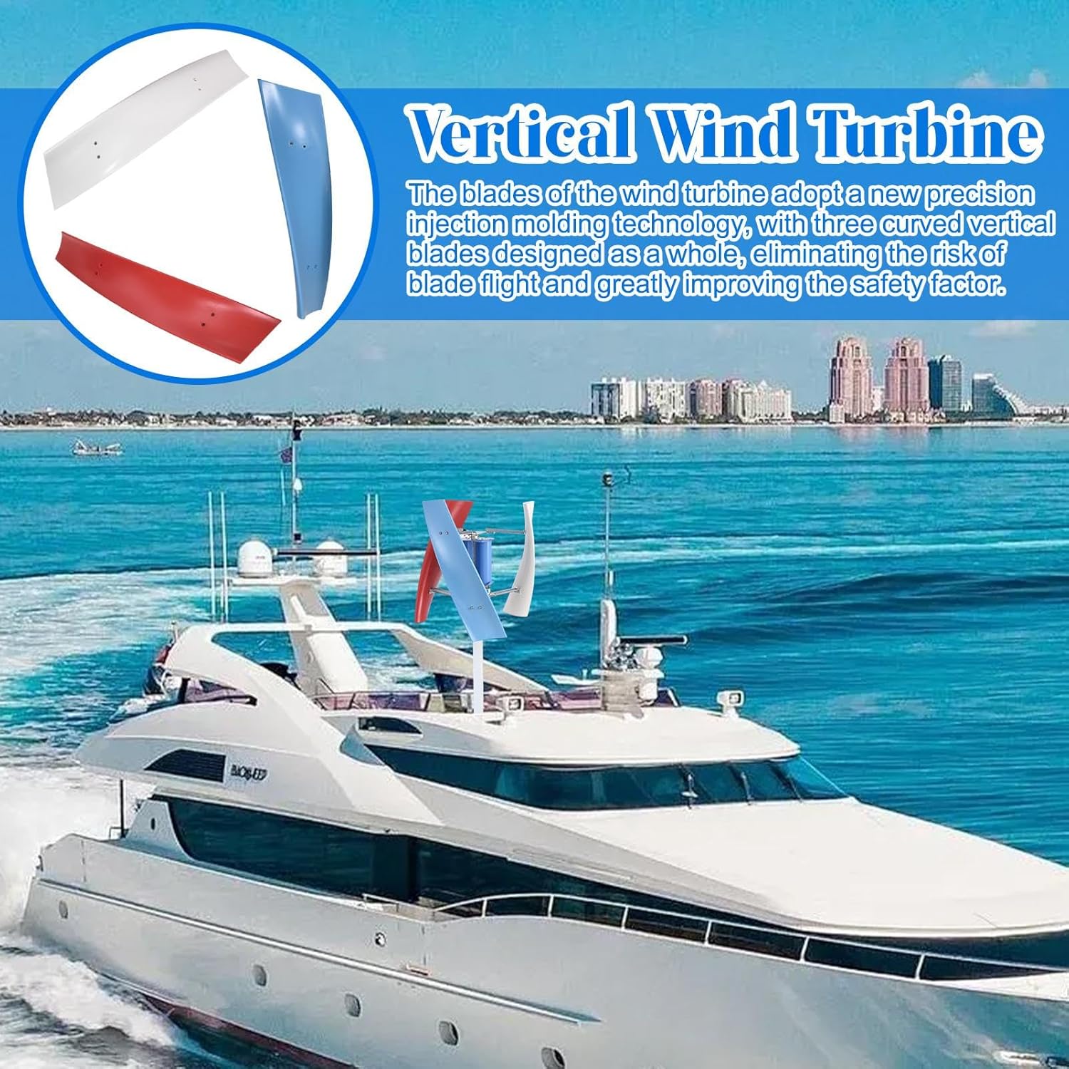 Home Wind Turbine | 3000W Vertical Wind Mill Turbine Generator Kit | 3 Leaves, Safe, Quiet Small Windmill for Home, Farm, RVs, Boats, Street Lighting