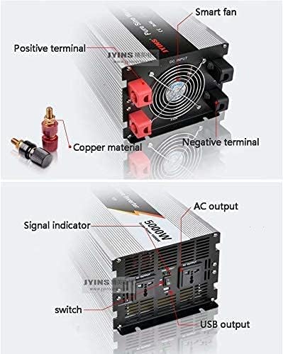 inBEKEA 5000W Pure sine Wave Inverter, DC 12V to AC 220V, 10000W Peak Power, with USB Charging Ports and 2 AC Outlet Converter for Power Failure Emergencies (24vto220v)