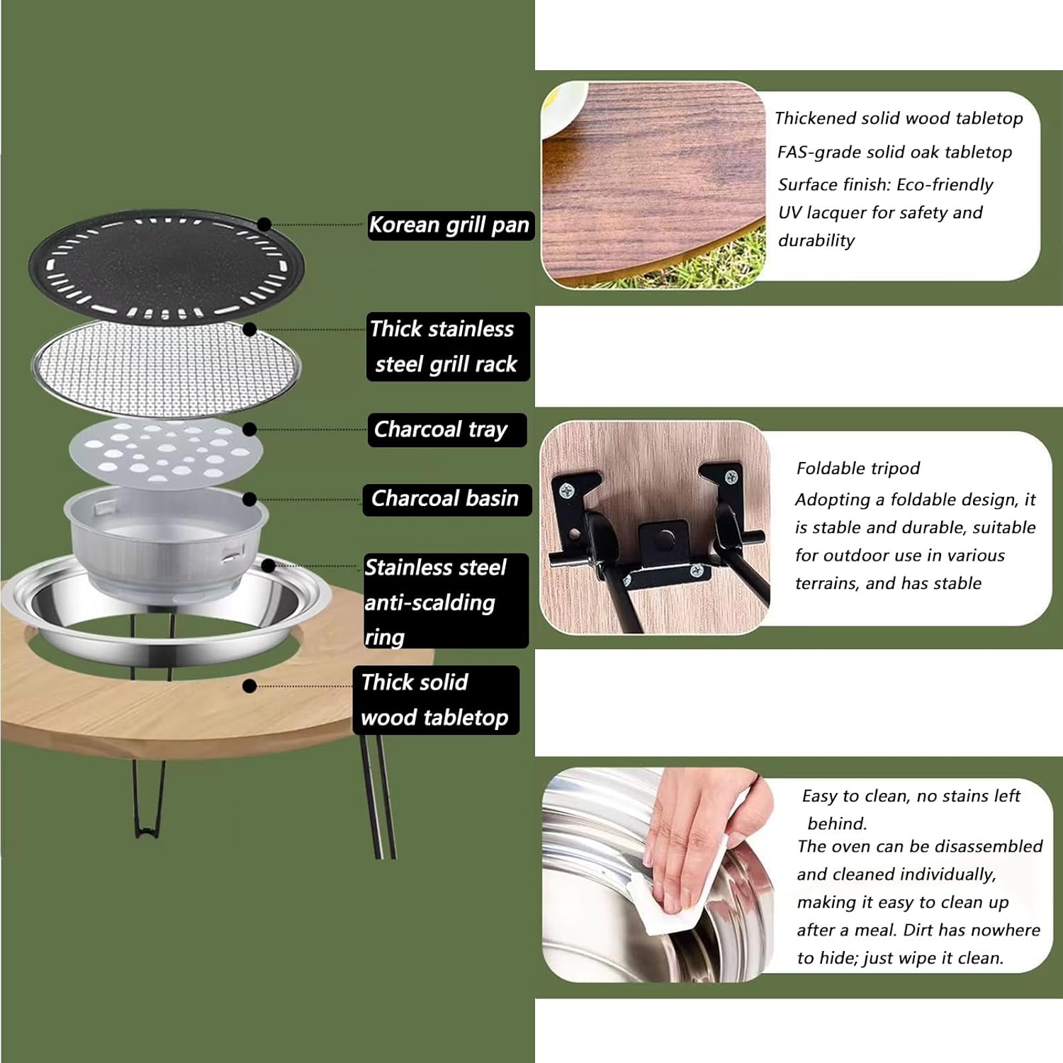 Portable Small Patio Table BBQ Table, Fireside Tea Table, Outdoor Wood-Burning fire Pit. Portable fire Pit is Suitable for All Seasons, Home, Outdoor Activities and Camping.