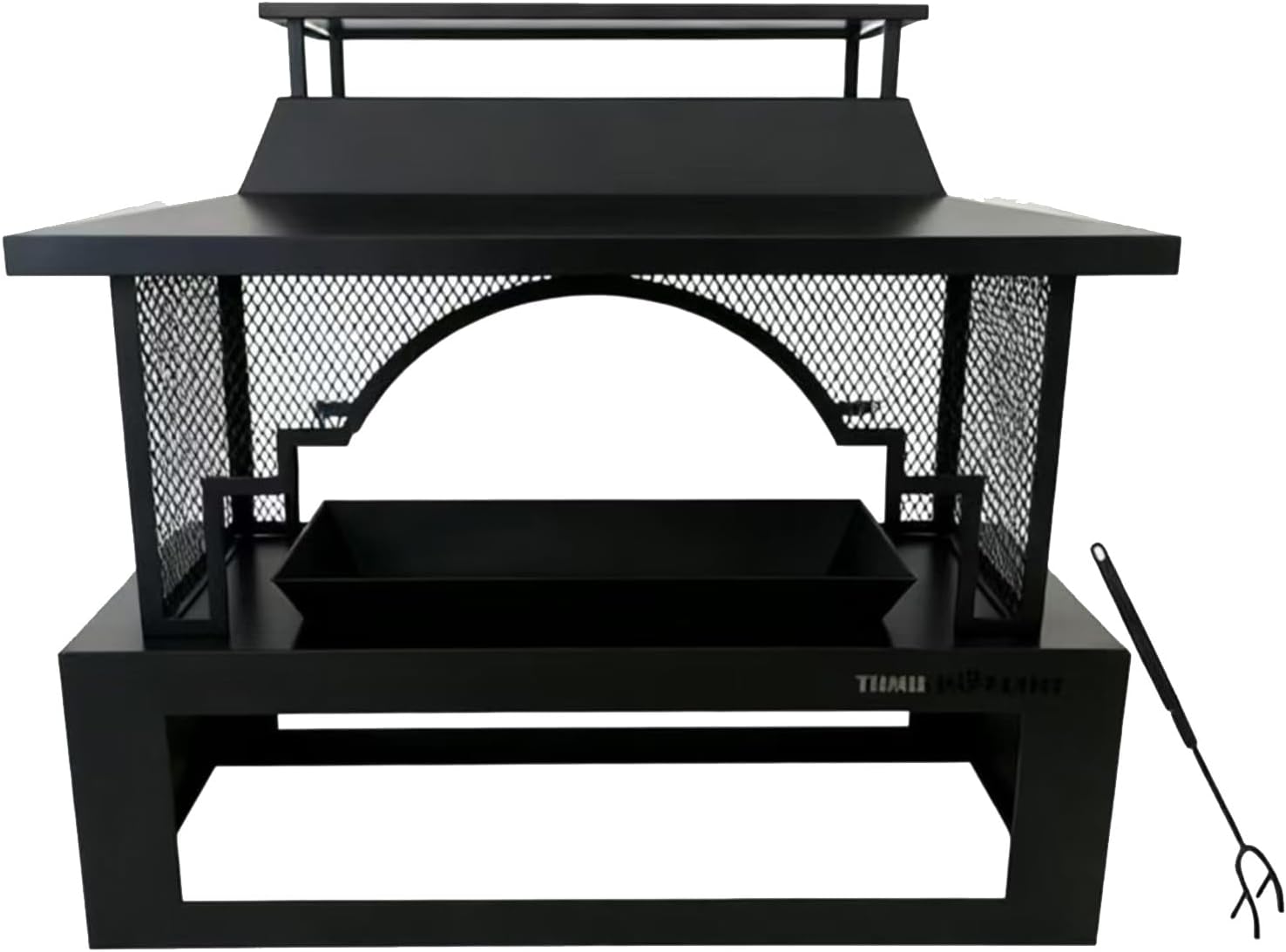 Outdoor Fire Pit Wood-Burning Stove, Garden Metal Decorative Fire Pit Farmhouse Decor Style Custom-Made (Black)