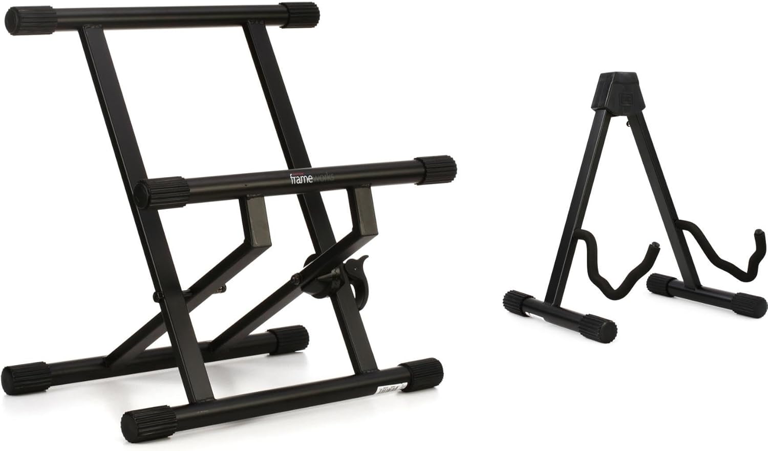 Gator Frameworks GFW-GTR-AMP Combo Amp & A-Frame Guitar Stand - Heavy-Duty, Adjustable, Perfect for Performers & Studios, Durable Construction