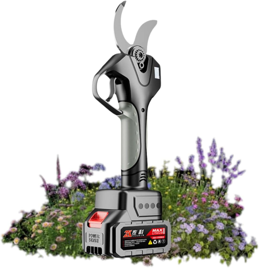 Battery Powered Pruning Shears, Cordless Electric Pruner, Electric Pruning Shears, 980W high Power, 50h Long Load Without Burning, for Tree Trimming 银色开口6.0厘米+电池