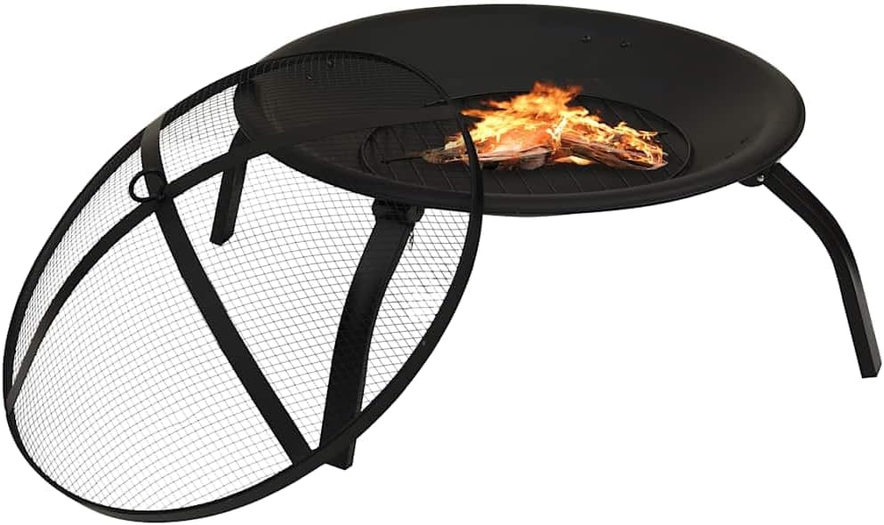 2-in-1 Outdoor Fire Pit, Portable Patio Wood Burning Fireplace, Smokeless Grill for Backyard Camping, 22