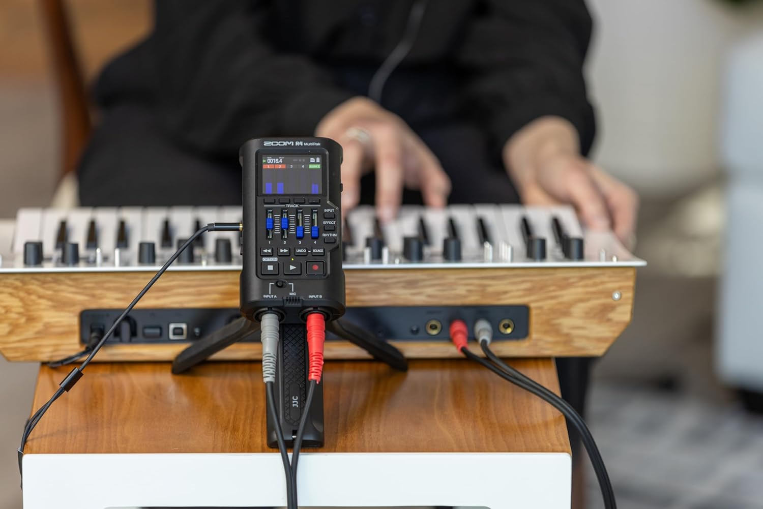 Zoom R4 MultiTrak 32-Bit Float Recorder with Stereo Bouncing Bundle with Over-Ear Stereo Headphones, Handheld Mics (2), 128GB microSDXC Memory Card, and Accessories