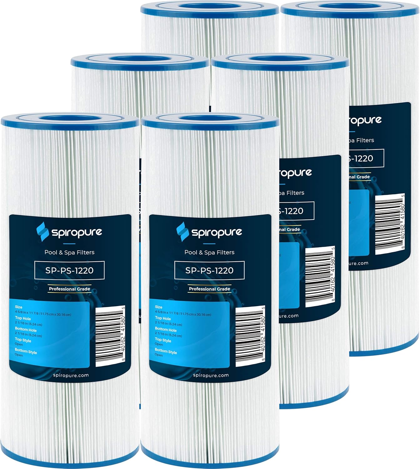 SpiroPure Replacement for Pleatco PA225 Unicel C-4325 Filbur FC-1220 Hayward CX225RE Micro Star Clear C225 Hot Tub Spa Pool Filter Replacement Cartridge (Case of 6)