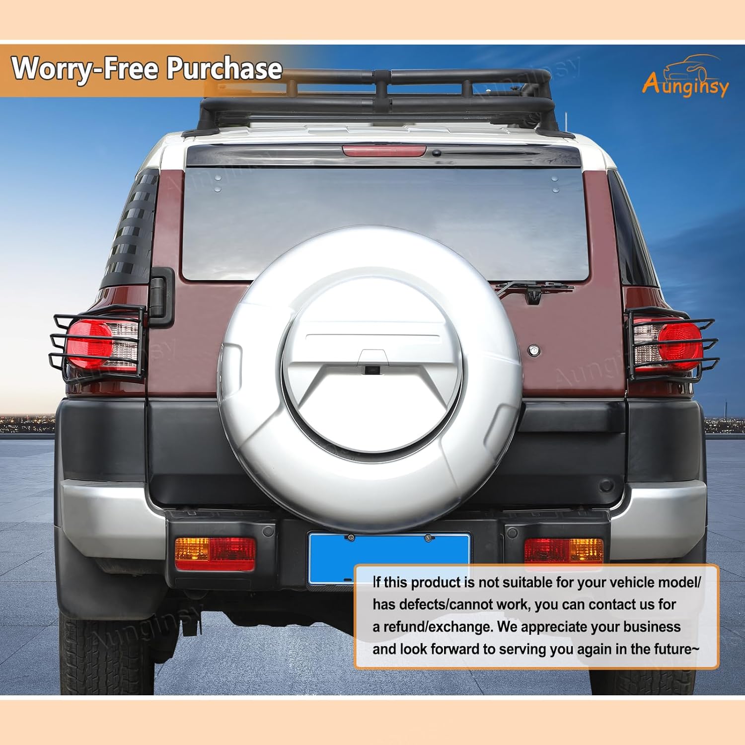 Aunginsy Rear Taillight Guard Cover Compatible with Toyota FJ Cruiser 2007-2021, Car Back Taillight Lamp Grilles Guard Protector Net Frame, Rear Headlight Trim Cover Carbon Steel Exterior Accessories