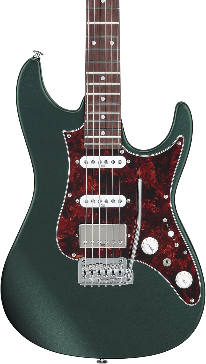 Ibanez AZ2204 Prestige 6-String Right-Handed Electric Guitar with Alder Body and Oval C S-Tech Wood Roasted Maple Neck (Ivy Green Metallic Flat)