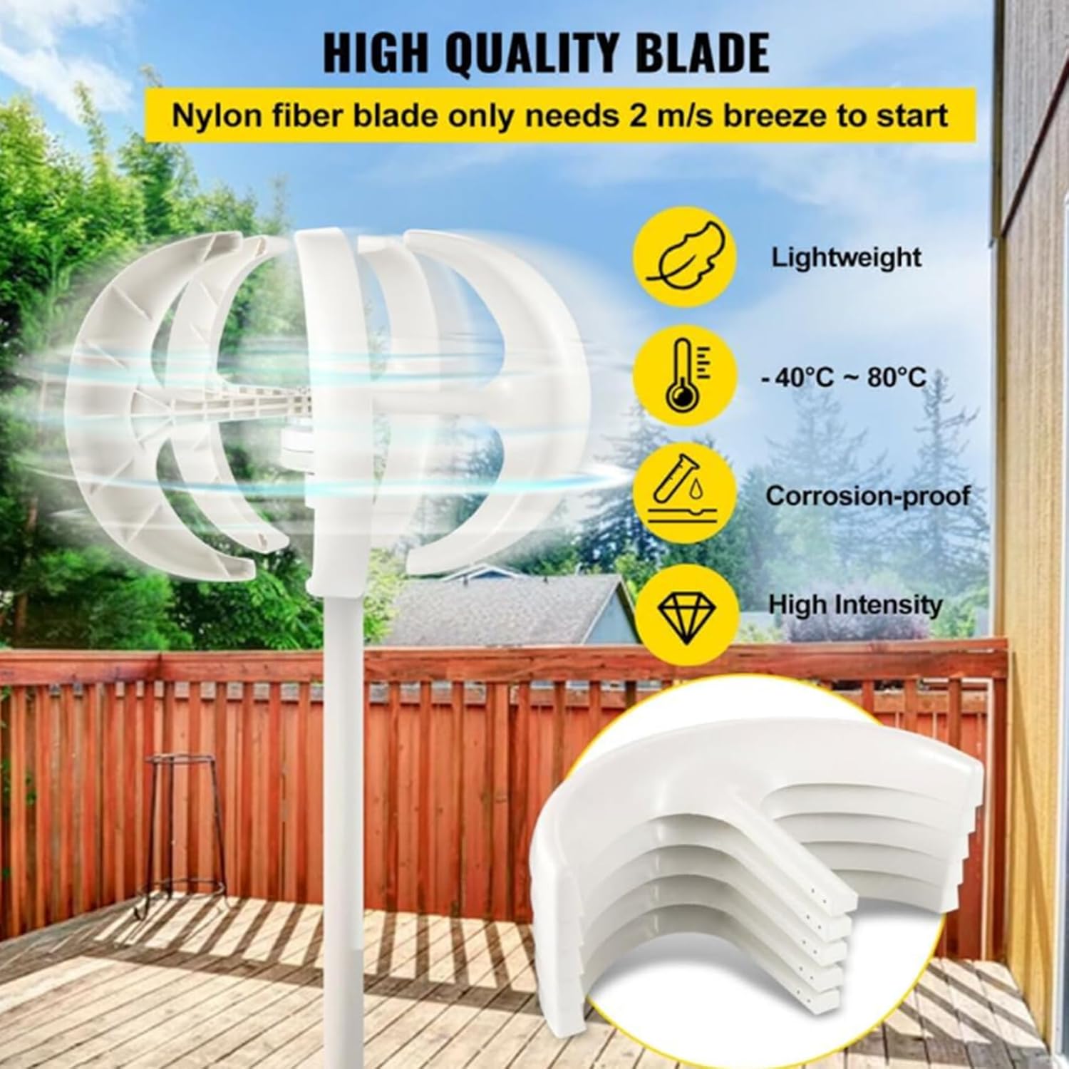 220V,BAOJUHUIKANG Low Noise Vertical Axis Wind Turbine10000w,12V/24V 48V 220V 5 Blades Generator Windmill Turbin Complete Set, for Home, Boats, Street Lighting