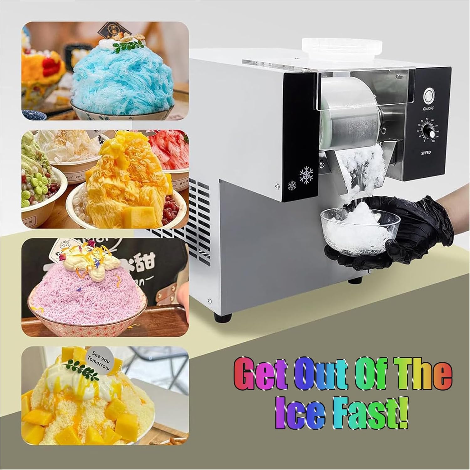 Commercial Korean Kakigori Mesin ES Snow Snowflake Flake Cream Crusher Maker Shaved Ice Shaver Making Machine