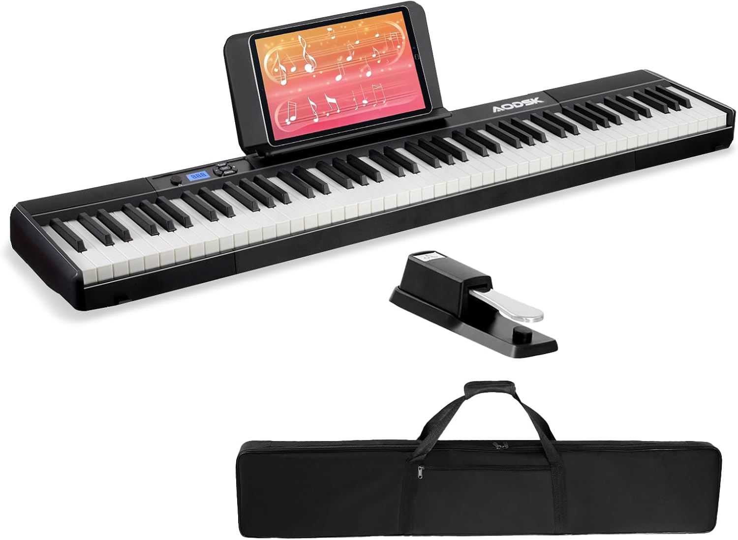 Aodsk 88 Key keyboard piano, Portable Digital Piano for Beginners,128 Tone,128 Rhythm, 20 Demo Song, with Sustain Pedal, Carrying Case, Complimentary Online Piano Lessons