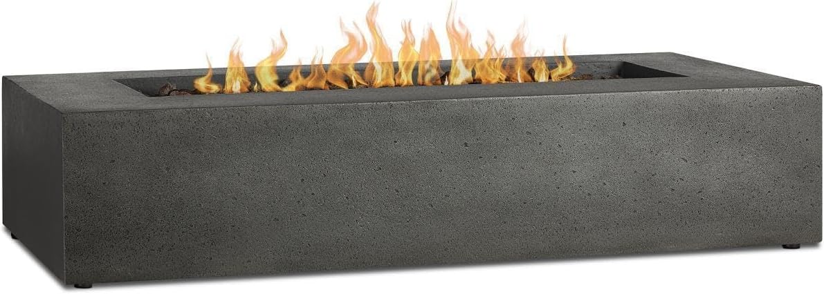 BBQGuys Signature La Valle 56-Inch Rectangle Propane Fire Table - Carbon - 1590LP-CBN