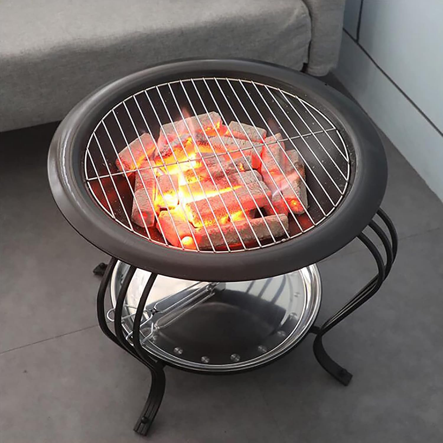 Backyard Patio Garden Stove Wood Burning BBQ Fire Pit with Spark Screen Cover,Poker,Fire Pit Cover,Grill for Campfire Bonfire