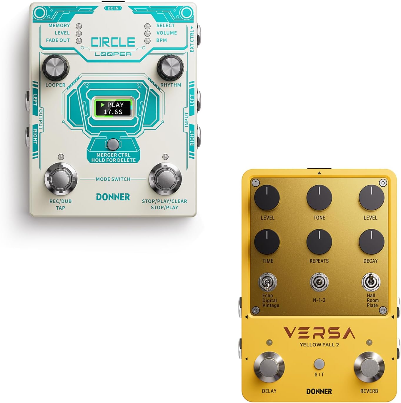 Donner Circle Looper Pedal - Drum Machine with Digital Delay Reverb Pedal