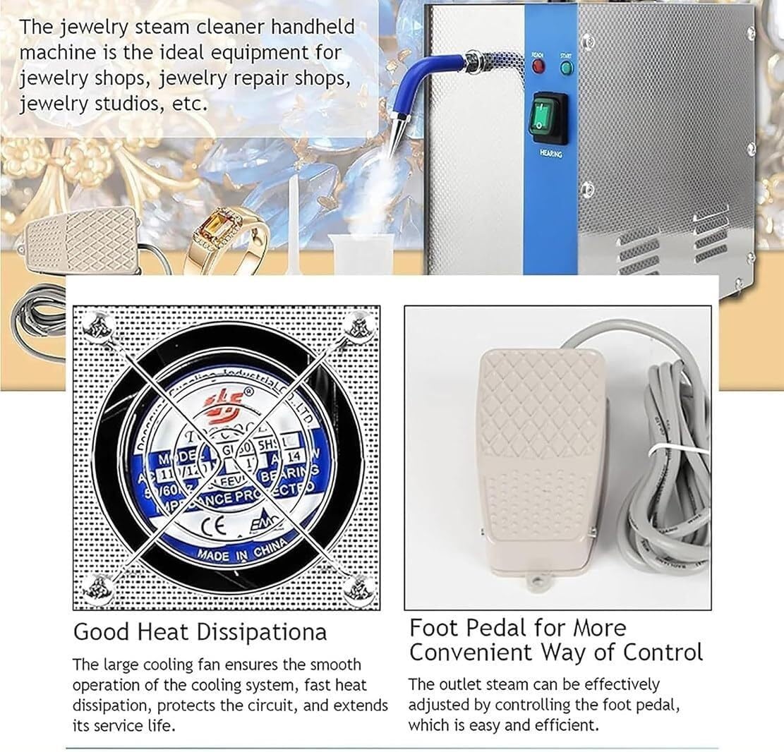 Stainless Steel Gold and Silver Jewelry Cleaning Machine, Cleaner Steam Cleaning Machine with Heater, Steam Pressure: 4KG, Outlet Temperature: 135°C, Goldsmith Equipment (Size : 2L)