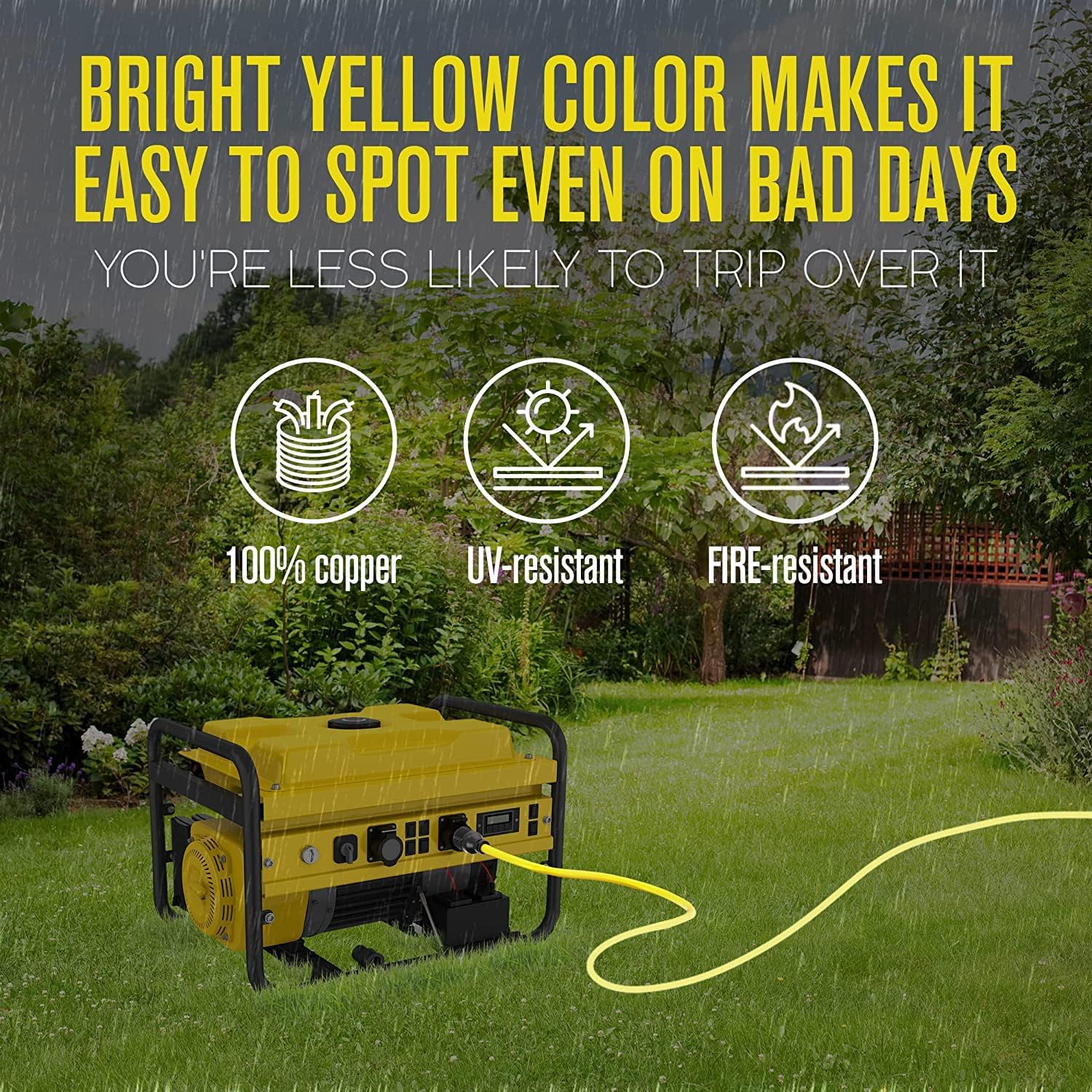 Houseables 30 Amp Generator Cord, Generator Cord, NEMA L14-30P to L14-30R, 30 Amp Extension Cable, 125/250V for 240V Use, 240 Volt, 30amp Power Wire, 4 Prong Plug, Dryer, UL CUL, 10 Gauge, 7500W, 50FT