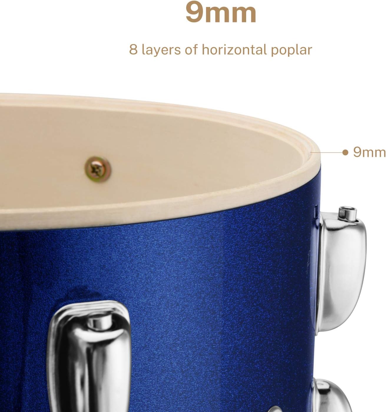 Drum Set Eastar 22 inch for Adults, 5 Piece Full Size Drum Kit Junior Beginner with Pedal Cymbals Stands Stool and Sticks, Metallic Blue