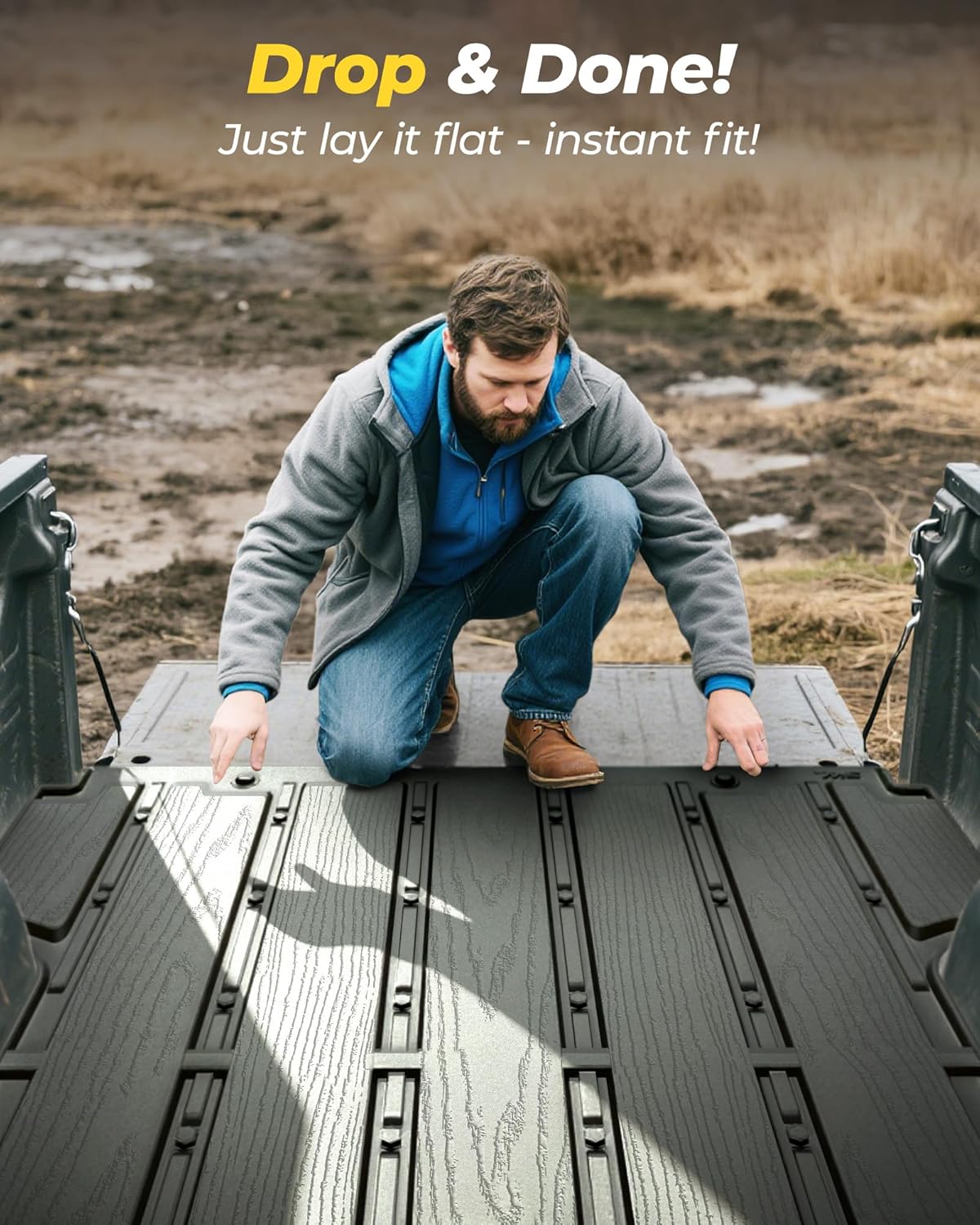 3W Truck Bed Mat Fit for 2020-2024 2025 Jeep Gladiator (5ft Bed), All Weather Protection Custom Fit TPE Heavy Duty Truck Bed Liner for Jeep Gladiator JT Accessories Black