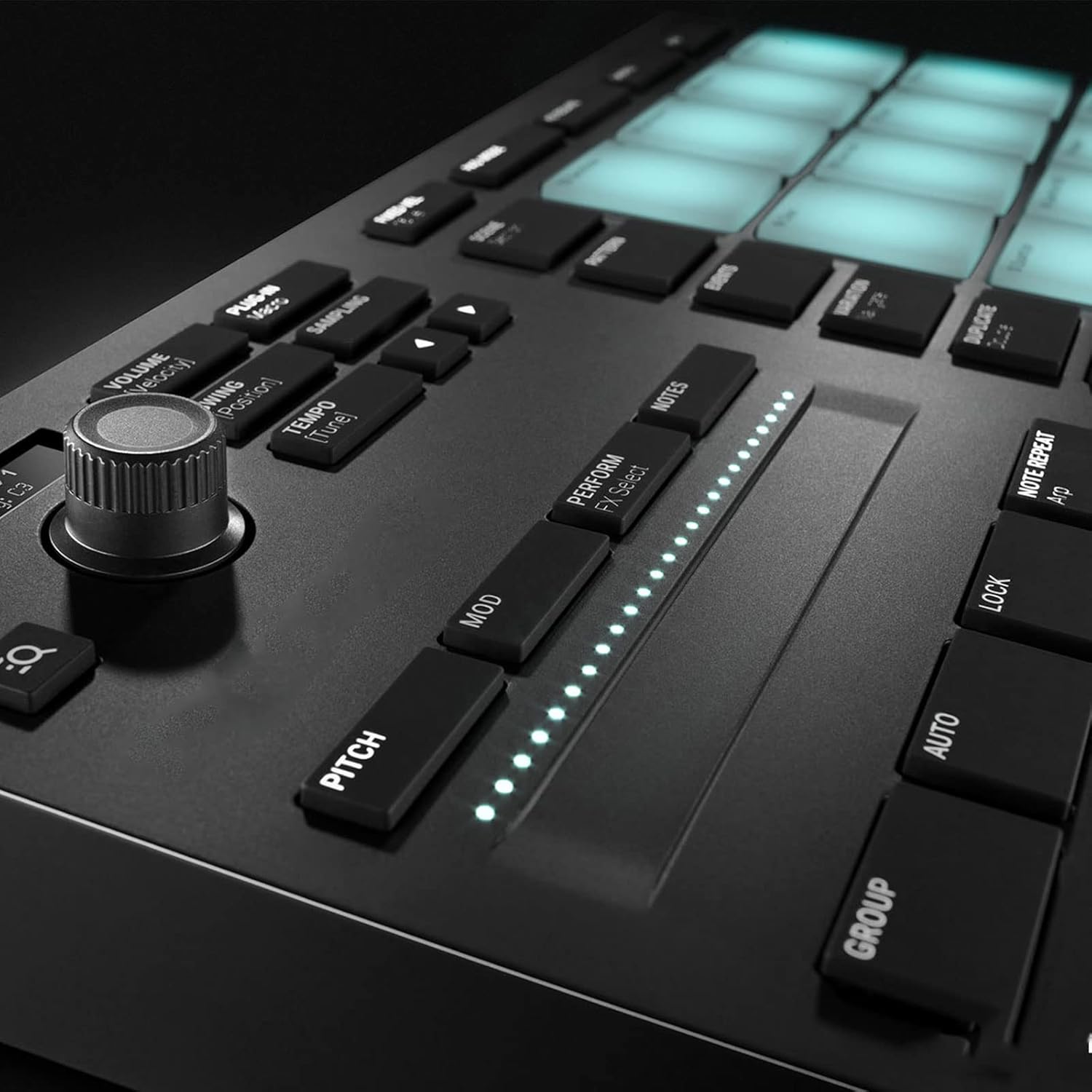 DJ Electronic Drum Machine Pad Controller Multi-Function Equipment with USB Connectivity, Customizable Sounds, 16 Pads, Black