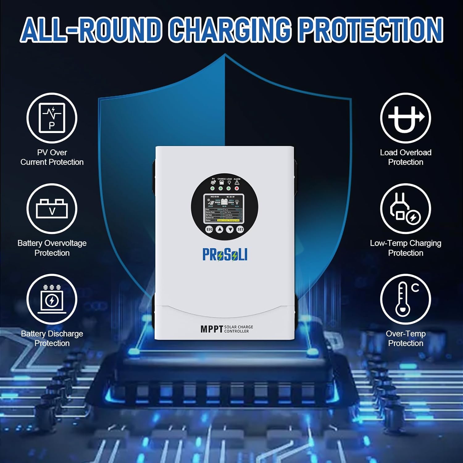 120A MPPT Solar Charge Controller, Max PV Input 230V, 12V 24V 36V 48V 60V 72V 84V 96V Auto, 120amp w/Large Solar Panel Charge Controller Intelligent Regulator for FLD/LiFePO4/SLD/GEL/AGM