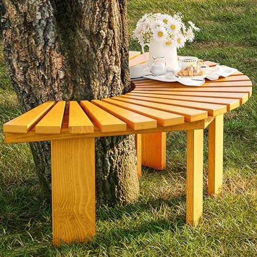 Outdoor Semi-Circle Wooden Bench - Weather-Resistant Half-Round Garden Seating for Parks, Yards & Porches - Stylish Patio Furniture & Decorative Yard Accent
