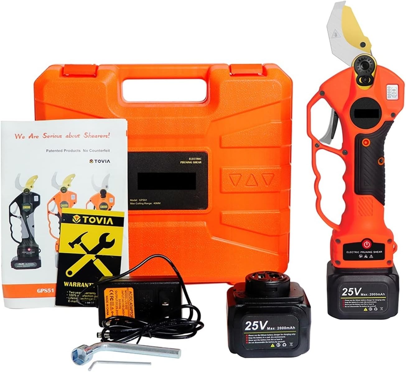 Electric Pruning Shears, 25V 40mm Cordless Electric Pruner Pruning Shear Efficient Fruit Tree Bonsai Pruning Branches Cutter 12 Hours Worktime,Power Chain Saws