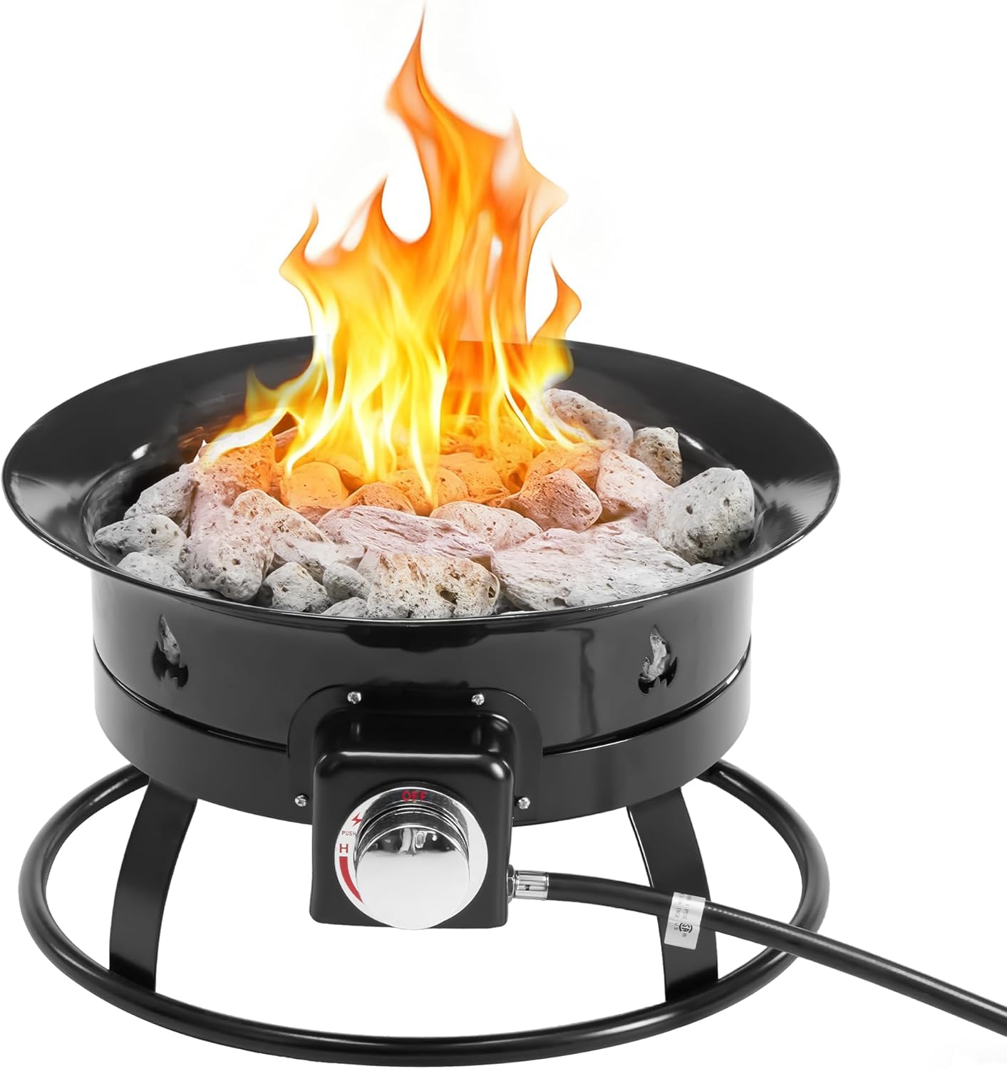 OLIXIS Portable Propane Fire Pit, 19 Inch Smokeless Gas Firebow with Cover and Carry Kit, 58,000 BTU Outdoor Fire Pit for Outside Patio Backyard Camping RV Tailgating