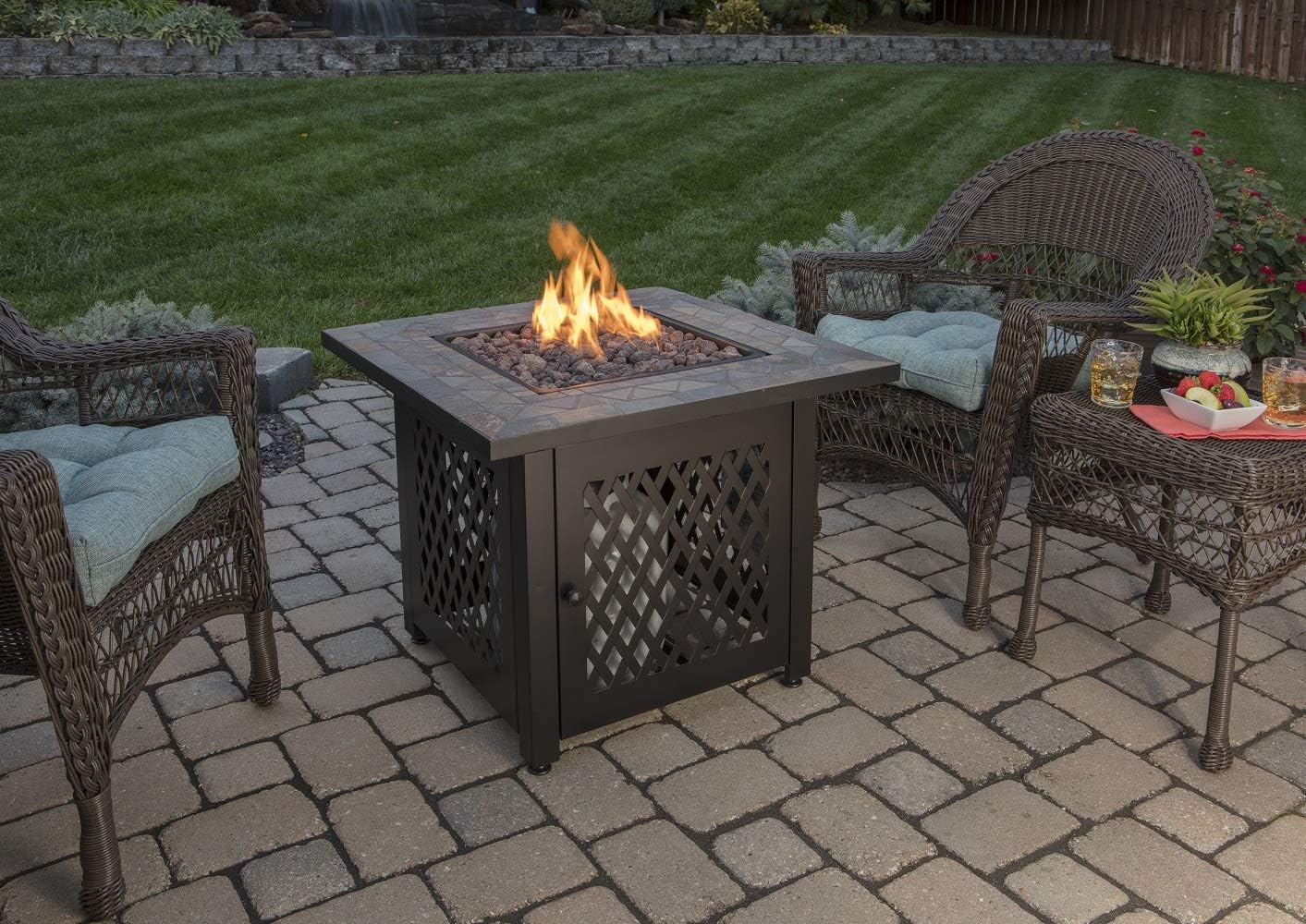 Endless Summer GAD1429SP Gas Outdoor Fireplace with Slate Mantel, Large, Multi Color