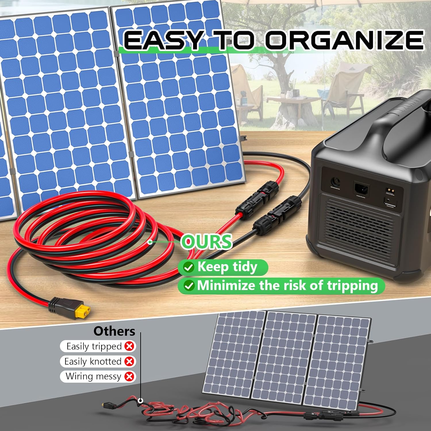 10AWG XT60 Solar Cable- Solar to XT60 Cable 3 10 15 20 25 40 50FT Charging Adapter for RV Portable Power Station- 50Ft