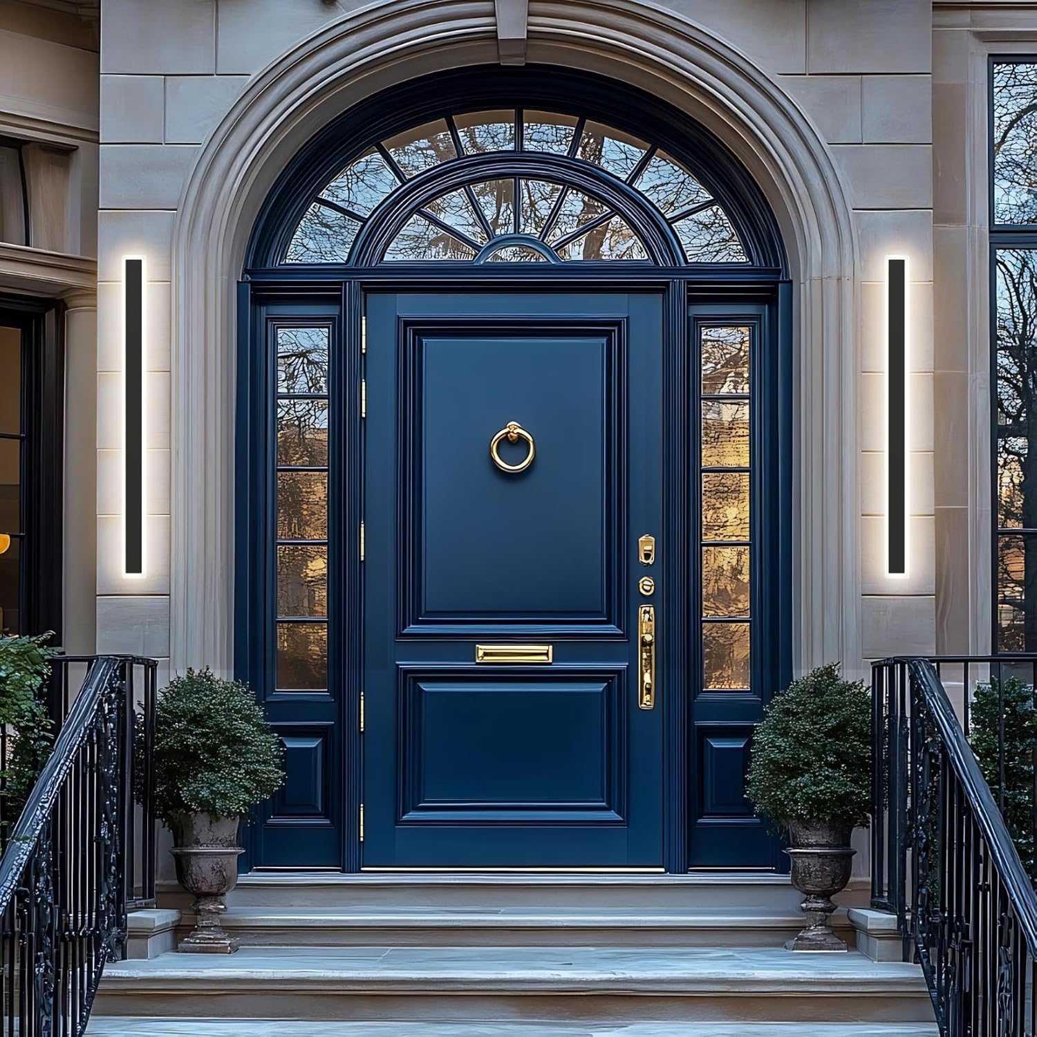 Tipace Modern LED Outdoor Sconce 47.2IN 30W Black Exterior Wall Light Fixture 2pack Long Outdoor Wall-Mounted Lamp Fixture with Frosted Acrylic for Patio,Porch,Courtyard (4000K)