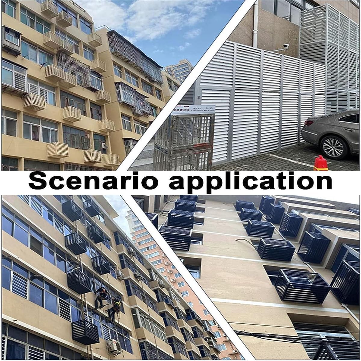 Heat Pump Air Conditioning Cover Decorative Privacy Screen, Air Conditioner Rack For Winter Outdoor Protection, Windproof, Aluminum Air Conditioner Louvered Frame ( Color : Gray , Size : 110x60x80cm )